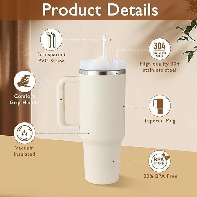 Stainless Steel Tumbler with Lid & Straw