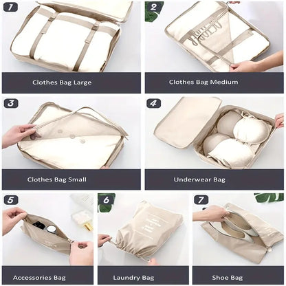 7 PCS Travel Luggage Organizers Bag | For All Kinds Of Clothes & Accessories (Multi-Color)
